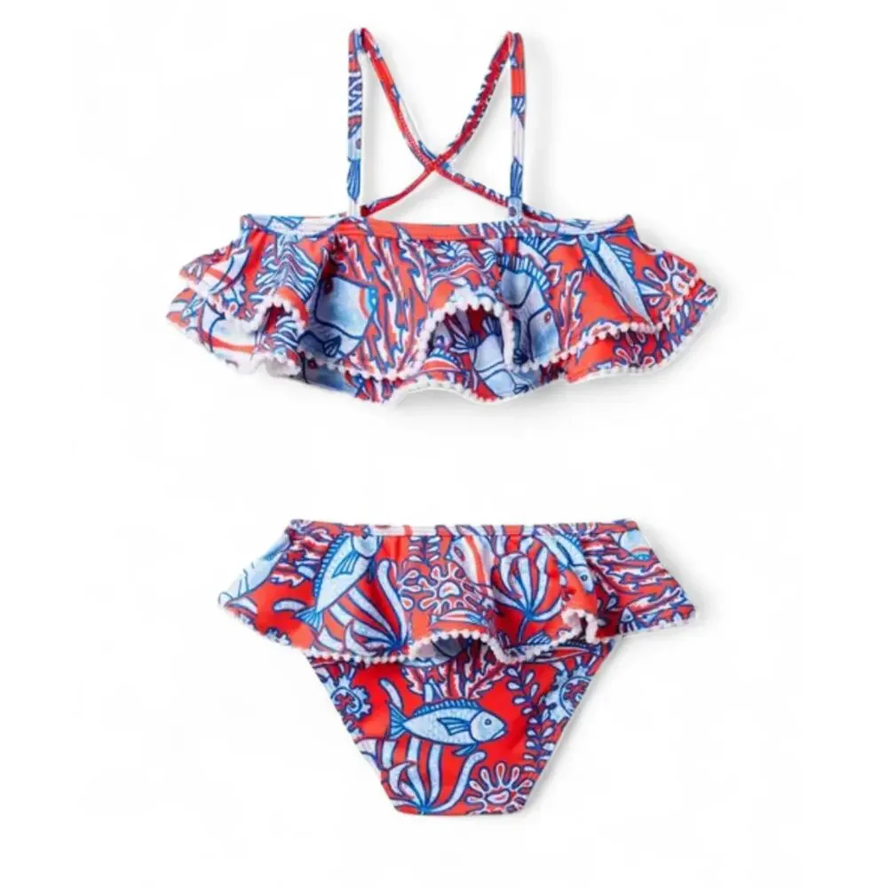 Janie and Jack Recycled Tropical Fish Halter Bikini 2 Piece Swimsuit 12-18 Month